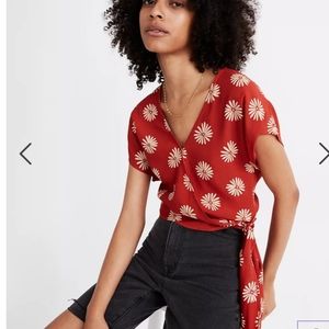 Madewell Sash-Tie Wrap Top in Daisy Daydream